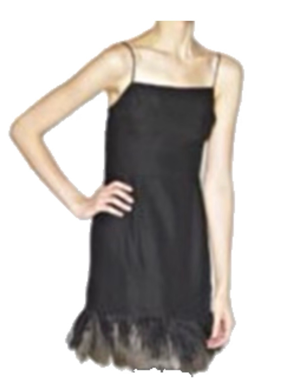 Juicy Couture EUC Black Silk Feather Hem Dress Size 10 Y2K Luxury